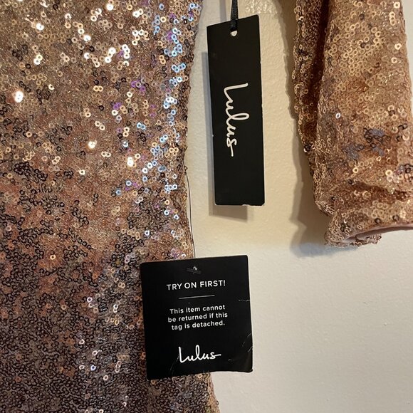 Lulus | Gold Sparkle Sequin Bodycon Low Back Minidress Small NWT - Picture 4 of 8